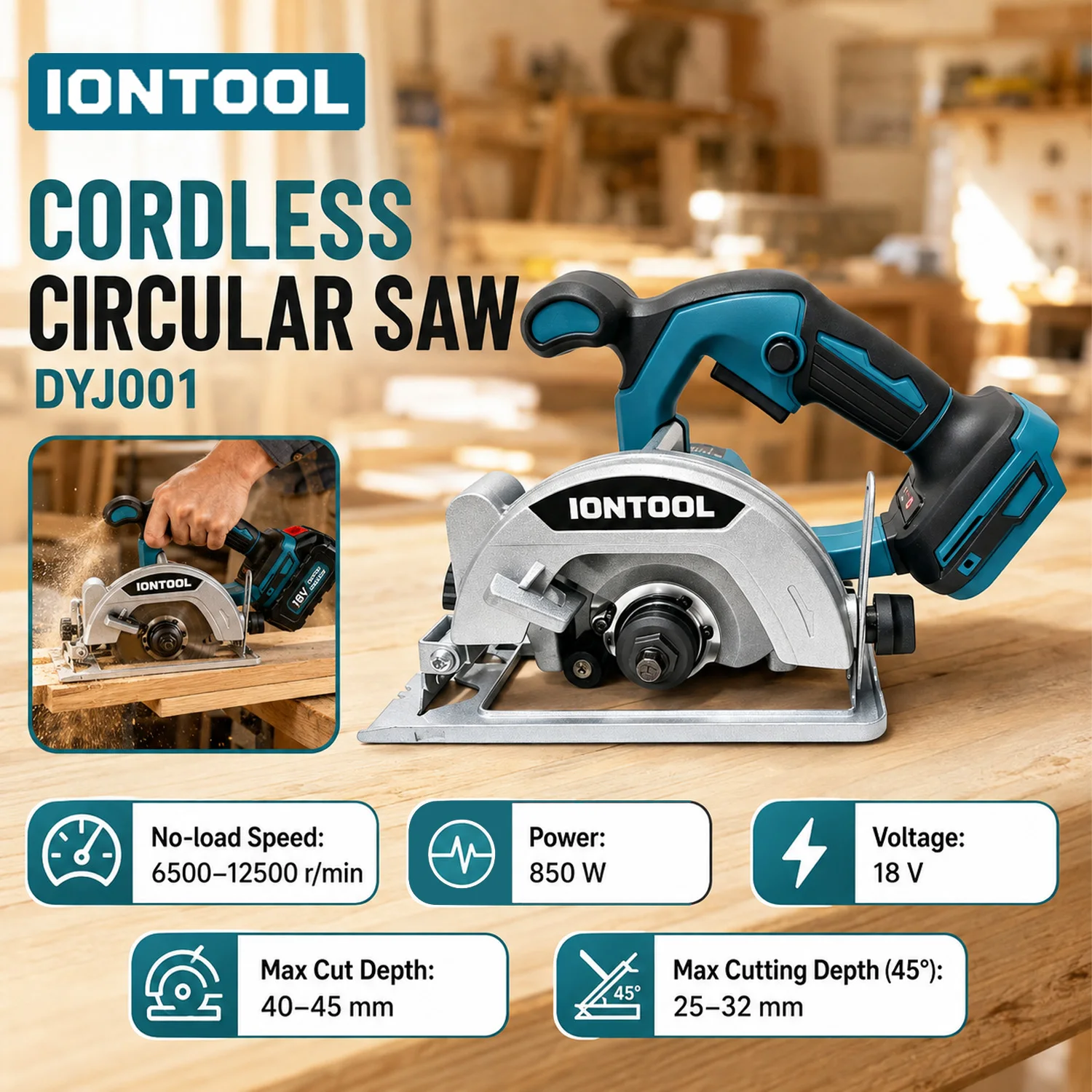 Circular Saw Cordless - IONTOOL 850W Cordless Circular Saw 5.5