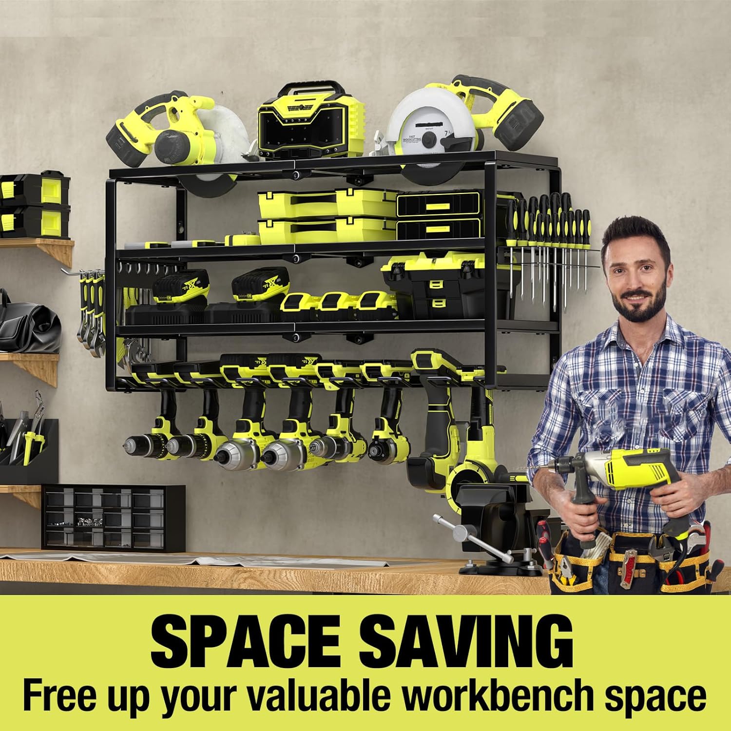4 Layer Wall Mount Power Tool  - Power Tools Storage recension och pris