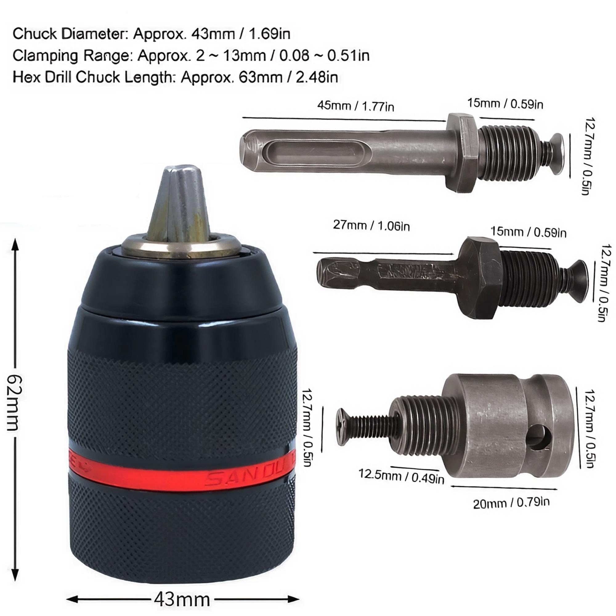 Keyless Drill Chuck Heavy Duty - Power Tools Kit Set recension och pris