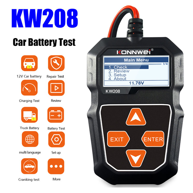 KONNWEI KW208 Car Battery Test - Power Tools English recension och pris
