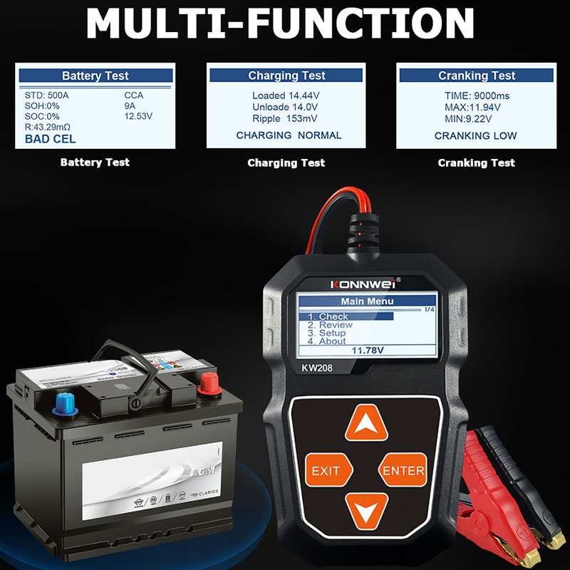 KONNWEI KW208 Car Battery Test - Power Tools English recension och pris