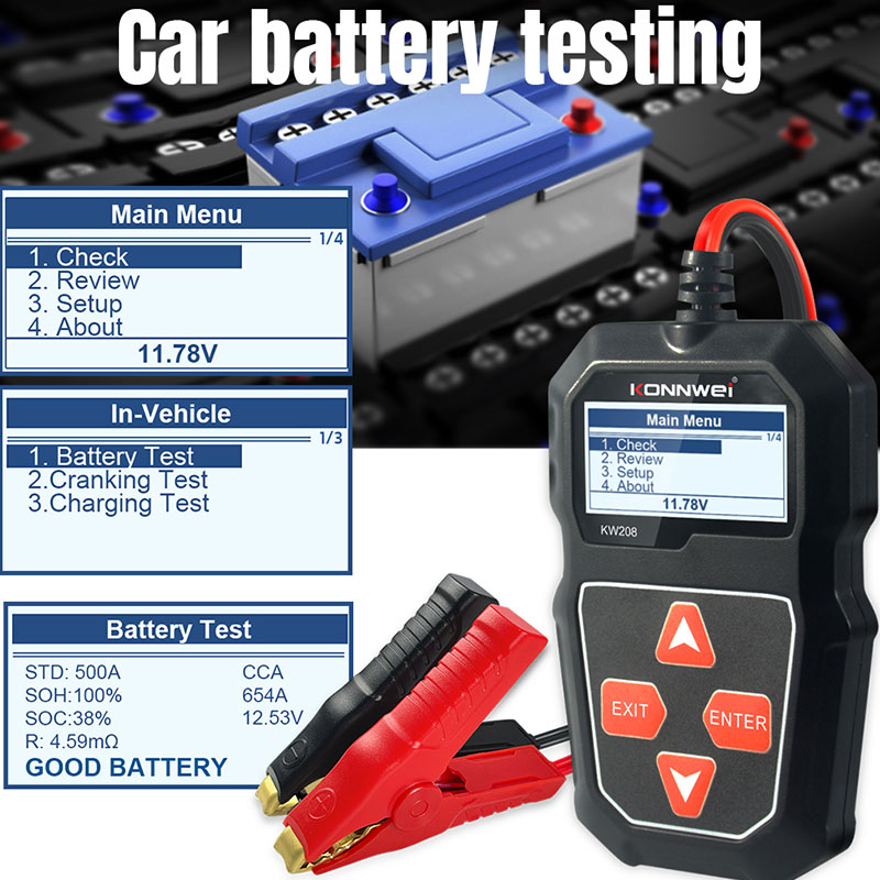 KONNWEI KW208 Car Battery Test - Power Tools English recension och pris