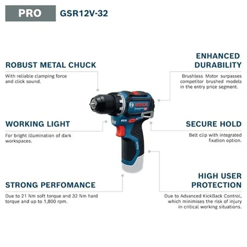 Bosch GSR 12V-32 Brushless Cor - Power Tools Cordless recension och pris