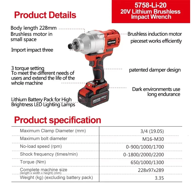 Devon 20V large torque three t - Power Tools Cordless recension och pris